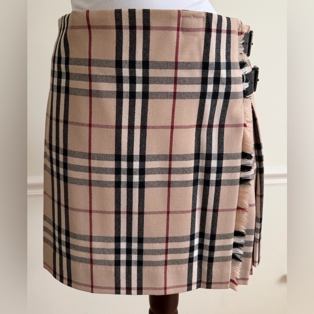 Burberry Skirt Y2K NEW Nova Check Pleated Mini Kilt US 6 Archive Beige